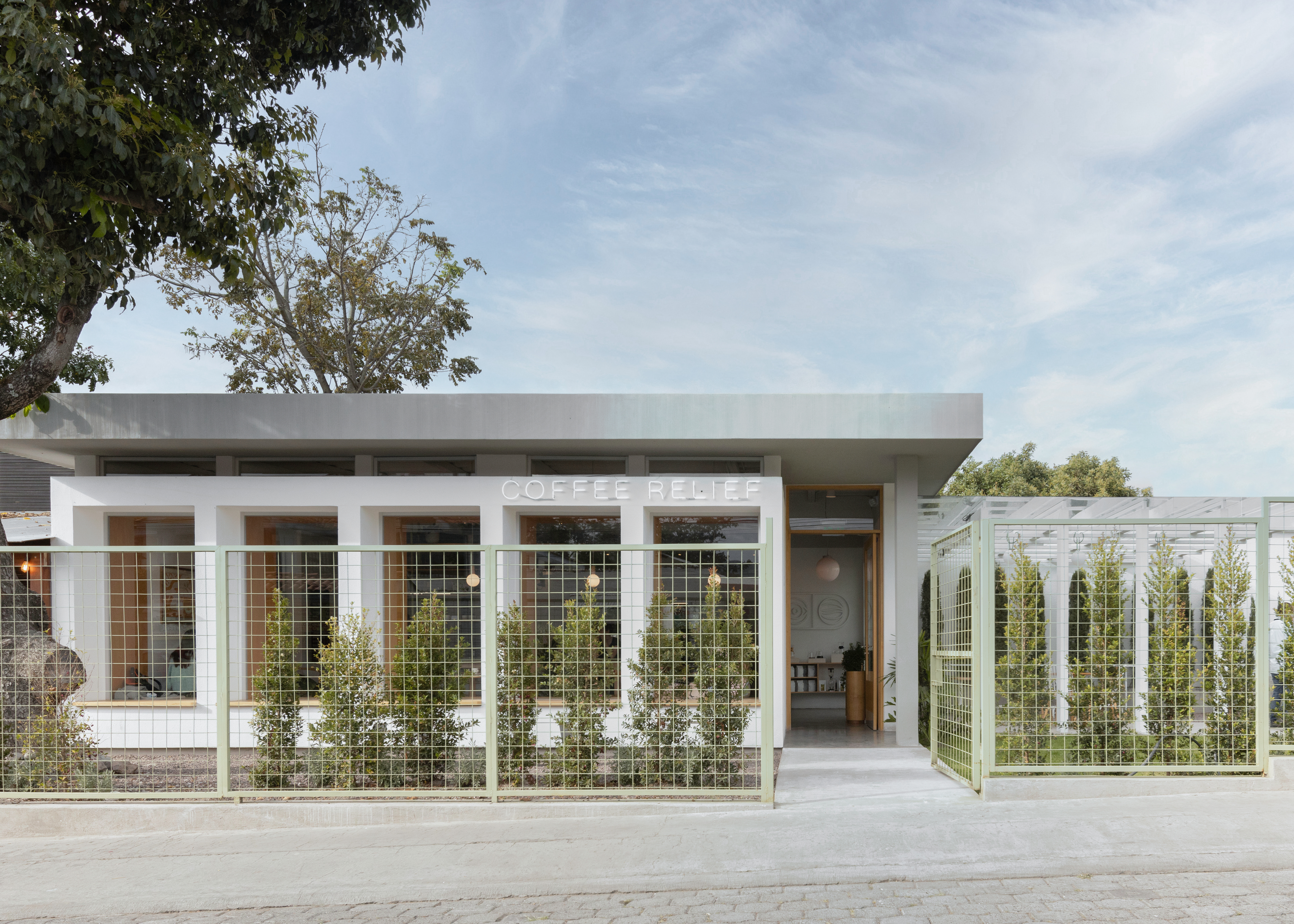 Exterior of Coffee Relief Tumbaco, a specialty coffee and design destination near Quito, Ecuador